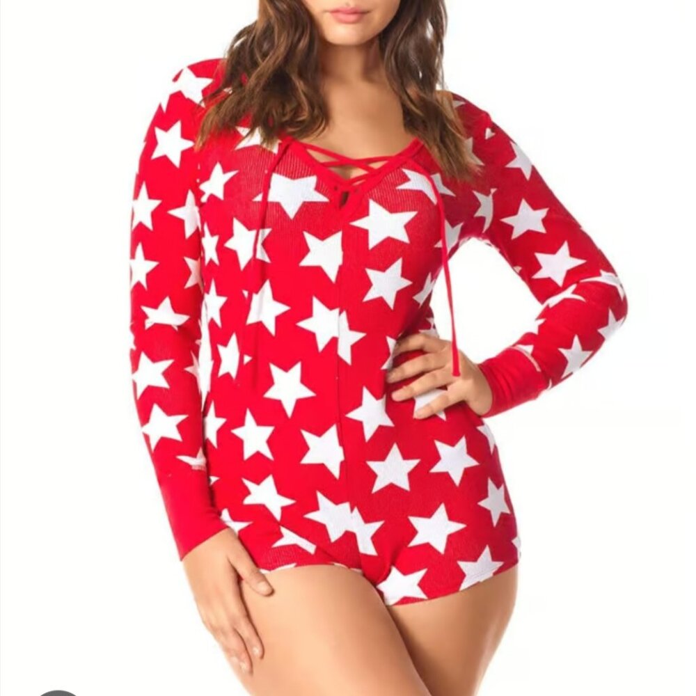 La Senza bombshell lace up star pinup girl coquette sexy romper lingerie xs